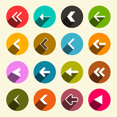 Colorful Flat Design Simple Vector Arrows Set in Circles