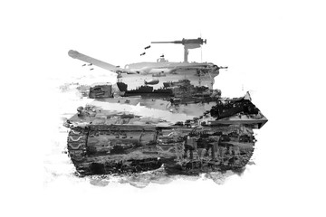 Double Exposure tanks and military image