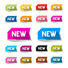 New Colorful Vector Paper Labels - Stickers Set Isolated on White Background