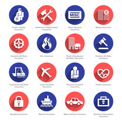 Insurance icons set vector. Flat design.