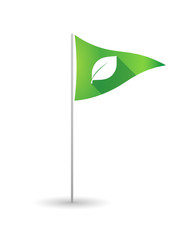 Golf flag with a leaf