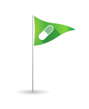 Golf flag with a pill
