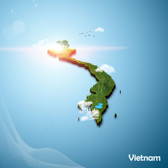 Realistic 3D Map of Vietnam