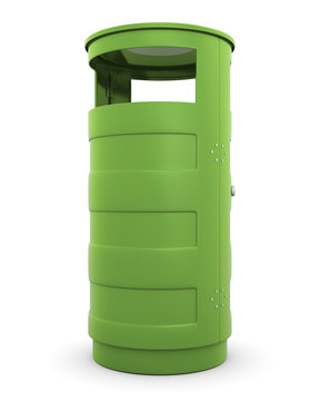 green recycle garbage trash can