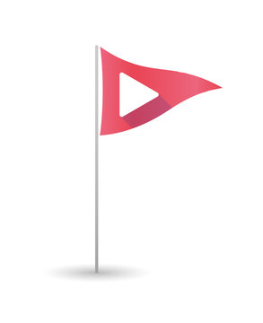 Golf flag with a play sign