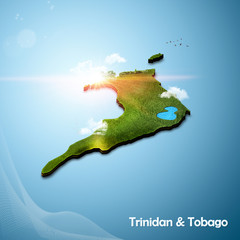 Realistic 3D Map of Trinidad and Tobago