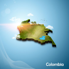 Realistic 3D Map of Colombia