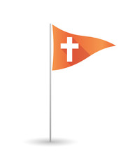 Golf flag with a christian cross