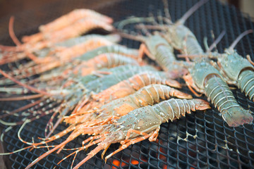 grilled  lobster on stove barbecue