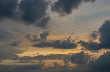 dramatic sunset sky with clouds
