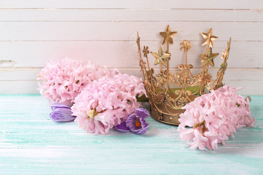 Background with flowers and decorative crown