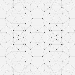 Seamless background pattern of connected lines and dots.