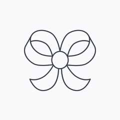 Bow icon. Gift bow-knot sign.