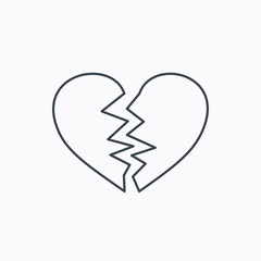Broken heart icon. Divorce sign.