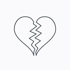 Broken heart icon. Divorce sign.