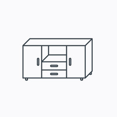 Chest of drawers icon. Interior commode sign.