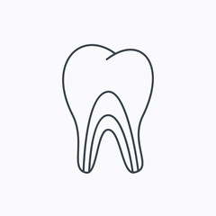 Dentinal tubules icon. Tooth medicine sign.
