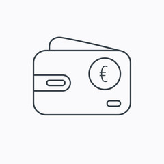 Euro wallet icon. EUR cash money bag sign.