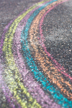 Chalk drawing of rainbow