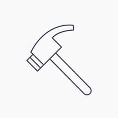 Hammer icon. Repair or fix tool sign.