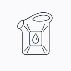 Jerrycan icon. Petrol fuel can with drop sign.