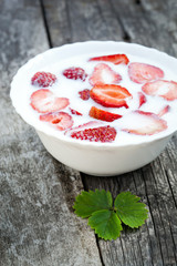 Delicious sweet milky strawberry soup