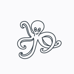 Octopus icon. Ocean devilfish sign.
