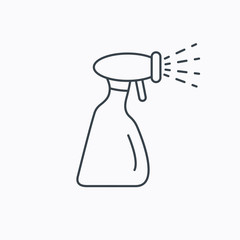 Cleaning spray bottle icon. Washing tool sign.