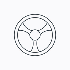 Steering wheel icon. Car drive control sign.