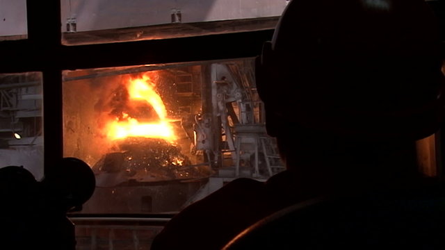 Slow motion. silhouette of a man with working BOF