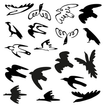 stylized birds and silhouettes