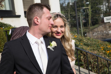 Portrait of Happy couple on their wedding day.