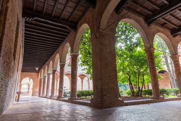 Cloister of one of the little curch in the downtown of Ferrara c