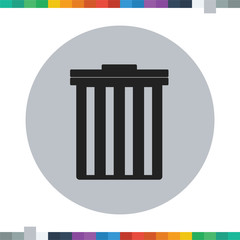 Flat trash bin icon in a circle.