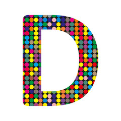 Colorful illustration with multicolor letter D on a white background