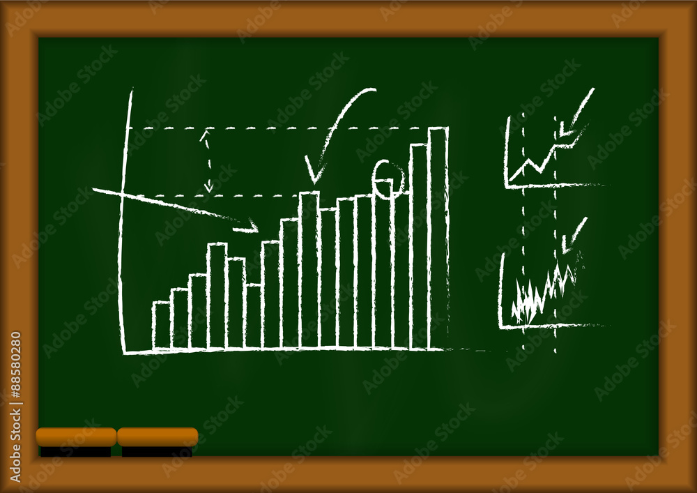 Poster vector : bar chart graph on blackboard