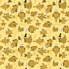 Cute fish seamless pattern. Colorful vector illustration Can be used for wallpaper, pattern fills, web page background,surface textures