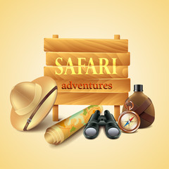 Safari travel accessories vector background © La Gorda