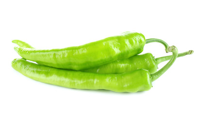 Fresh green peppers isolated on white
