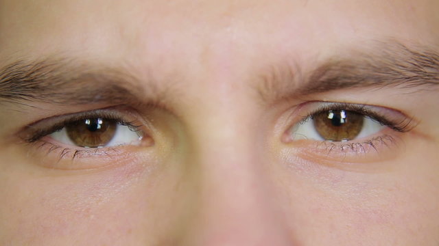 Attractive Young Man Looks Into The Camera close up