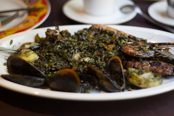 black rice paella Barcelona Spain