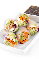 chicken and avocado rice paper spring rolls