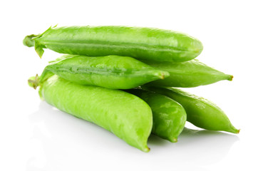 Pea pods isolated on white