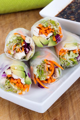 chicken and avocado rice paper spring rolls