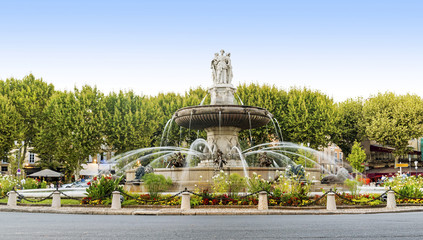 Fountain at La Rotonde in Aix-en-Provence, France