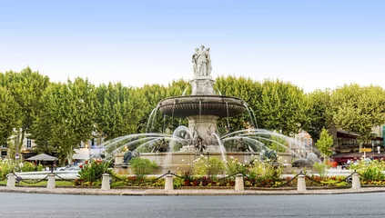 Papier Peint photo Fontaine Fountain at La Rotonde in Aix-en-Provence, France