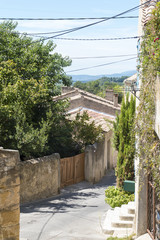  houses, plants and current lines in the old mountain village of