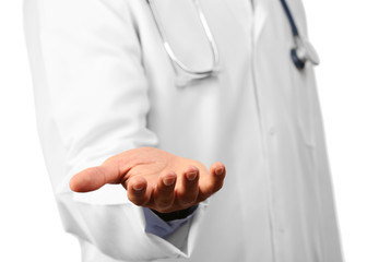 Doctor holding something, closeup