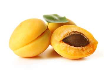 Ripe apricots isolated on white