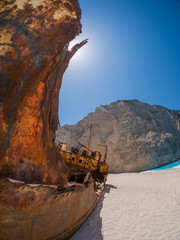 The famous Navagio Shipwreck beach in Zakynthos island